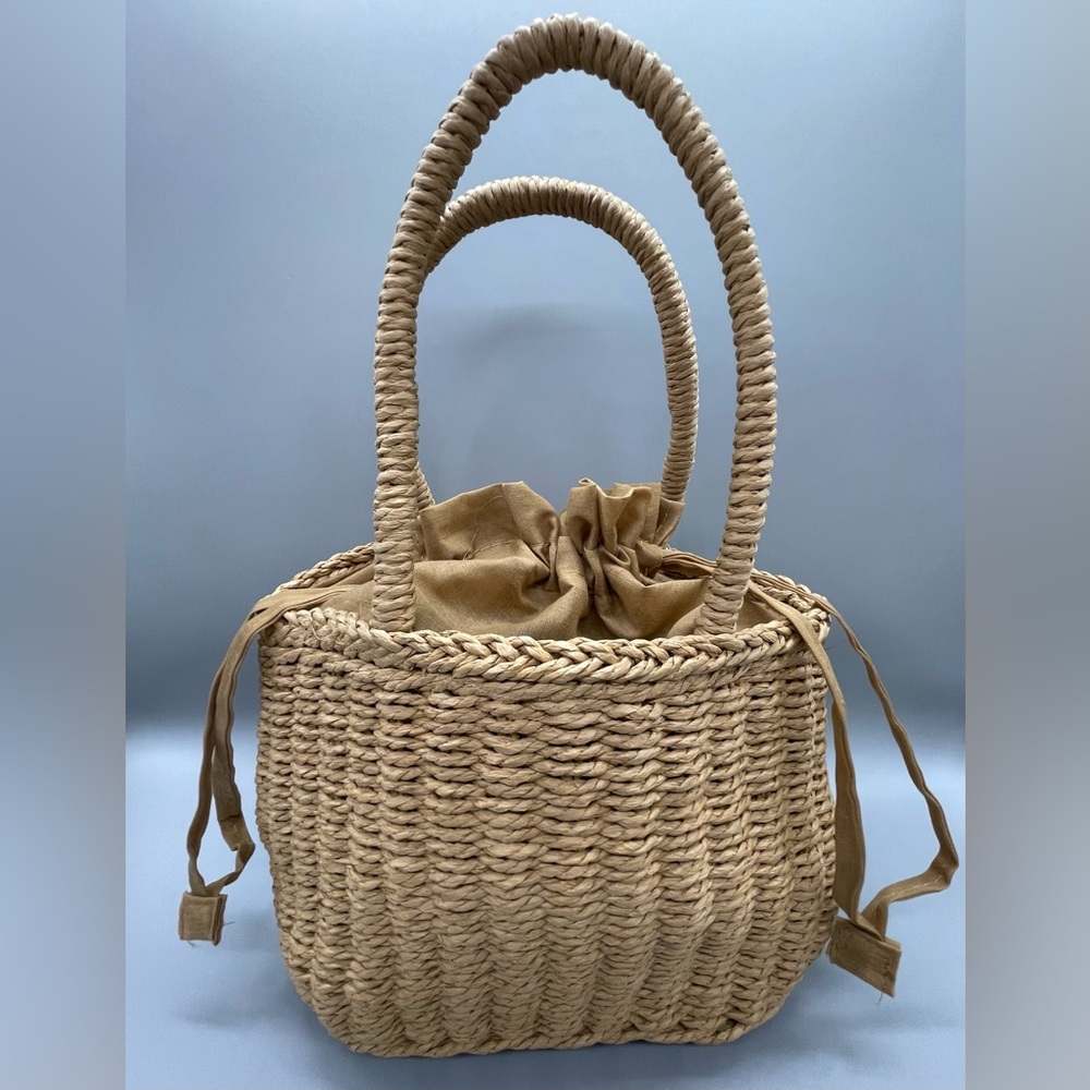 Handwoven straw bag, Straw Bohemian Bali bag,Handmade straw bag, Beach bag-Beige